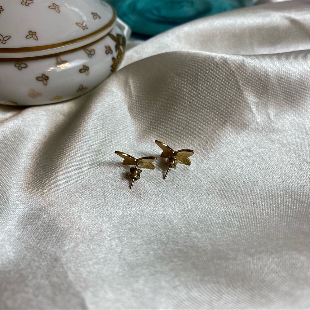 Vintage Sterling Silver Vermeil Butterfly Stud Earrings - Picture 8 of 10